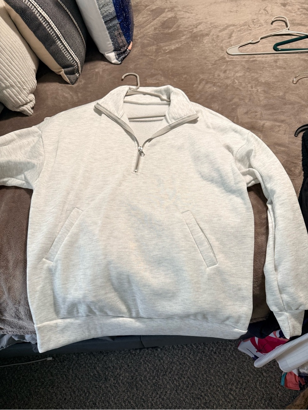 Women’s Light Gray Half-Zip Sweater